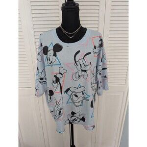 Disney Mickey Mouse T-shirt Women's XL Blue Pink Goofy Daisy Minnie Characters